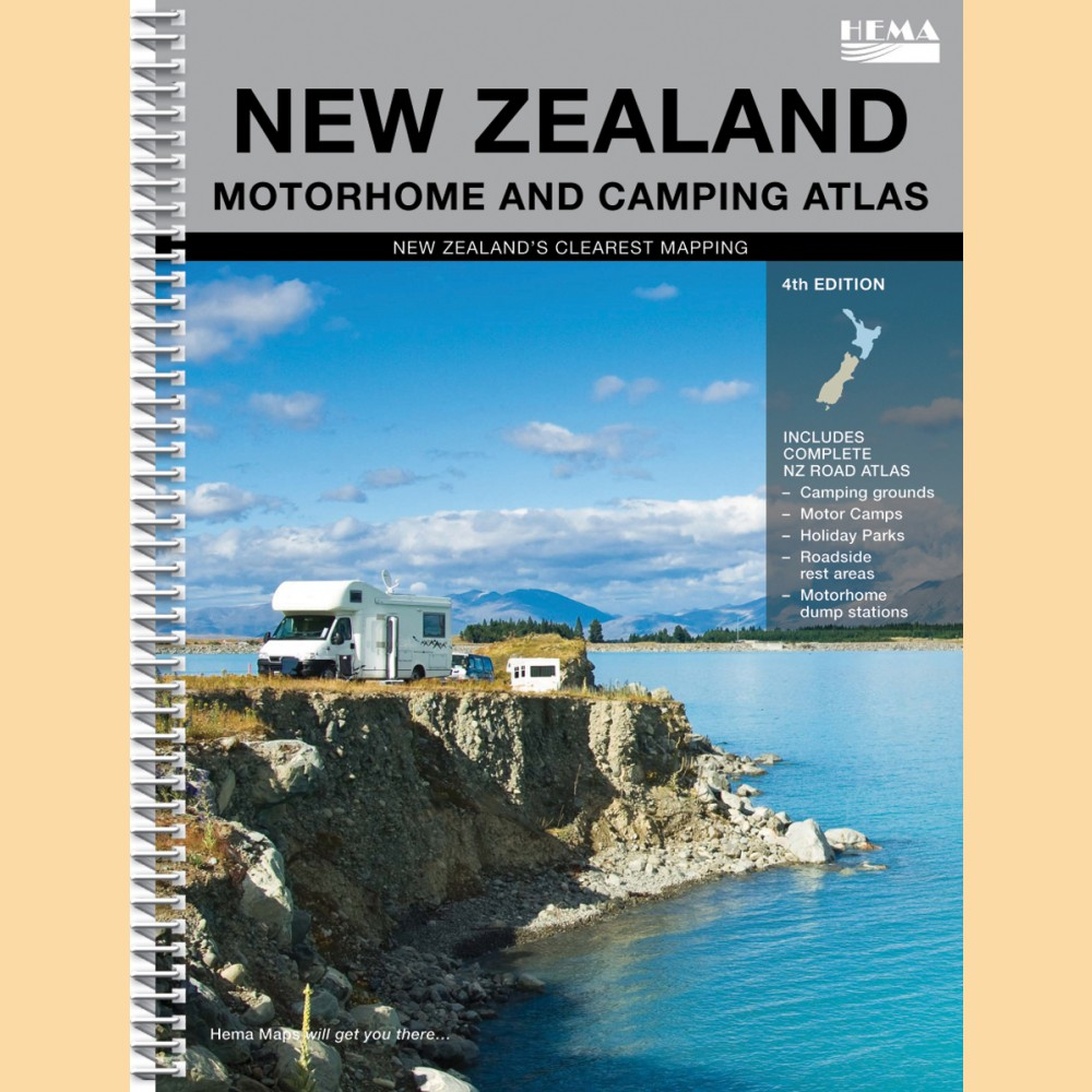 Omslaget til en atlas for bobil og camping i New Zealand.